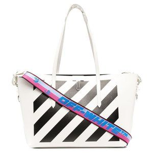 NEW Off-White Virgil Abloh White Diagonal Stripes Binder Leather Shoulder Bag